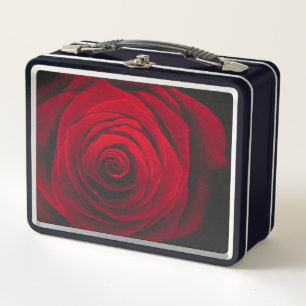 Lunch Box Rose rouge sur effet vintage arrière - plan noir