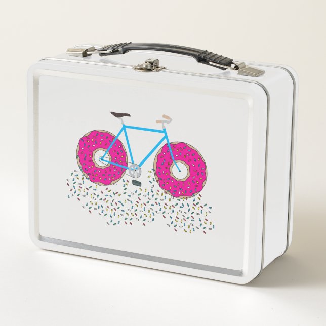 Lunch Box Roues de beignes vernissées roses à bicyclette ave (Devant)