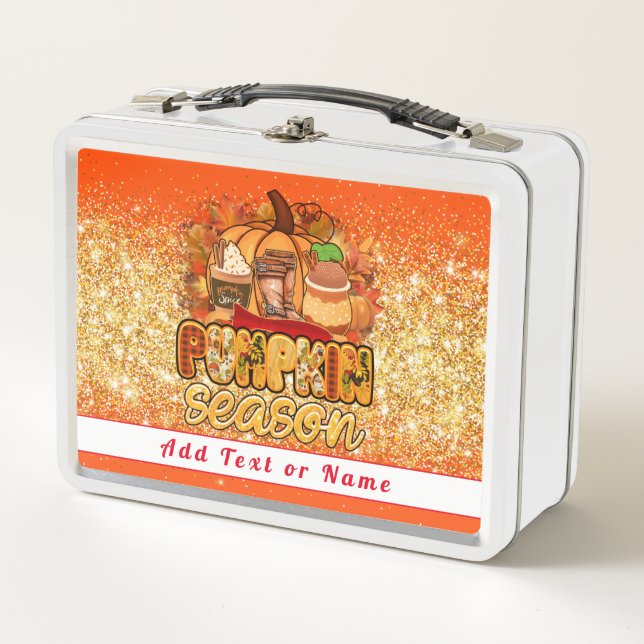 Lunch Box Saison citrouille Personnaliser d'automne Texte et (Devant)