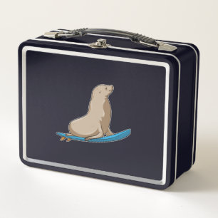 Lunch Box Sceau comme surfeur avec Surfboard