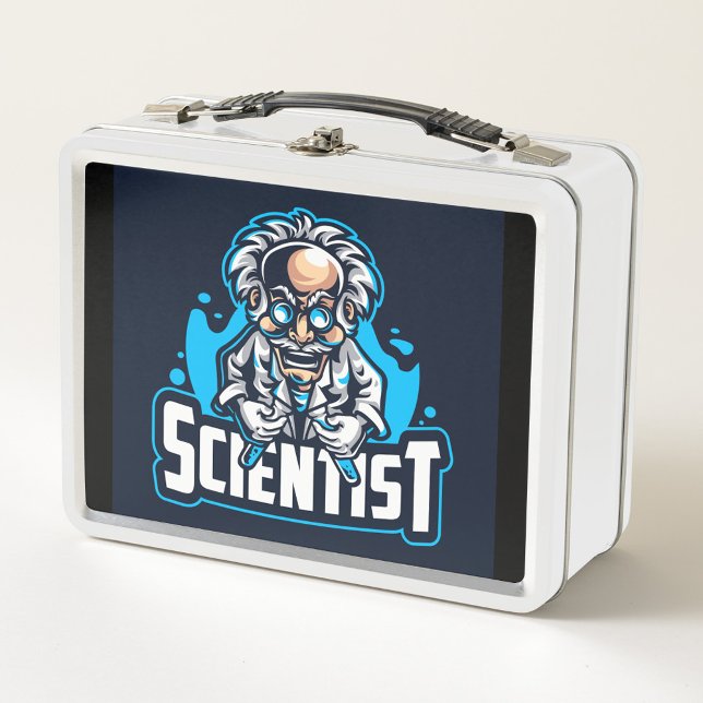 Lunch Box Scientifique (Cartoon Scientist Metal Lunch Box!)