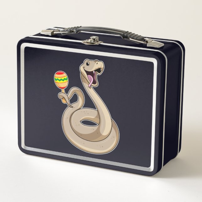 Lunch Box Serpent en musicien avec Maracas (Devant)