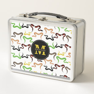Lunch Box Serpents colorés Python Reptile Motif Monogramme