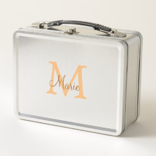 Lunch Box simple minimal ajouter nom monogramme orange marro