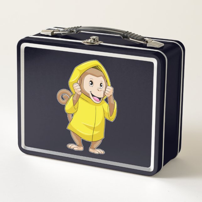 Lunch Box Singe à la pluie avec Raincoat (Devant)