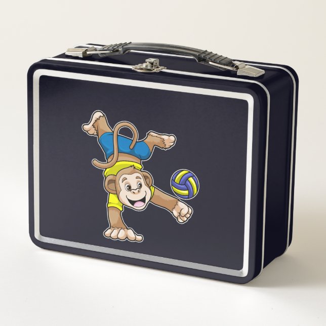 Lunch Box Singe aux sports avec volleyball (Devant)