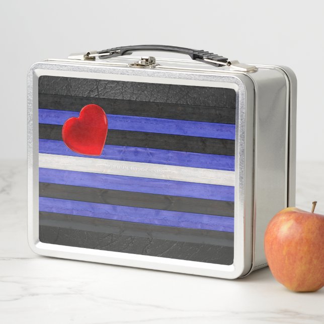 Lunch Box SlipperyJoe's Gay Leather Pride drapeau royal noir (En situation)