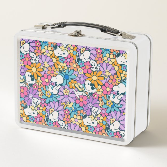 Lunch Box Snoopy & Motif de fleurs de bois (Devant)