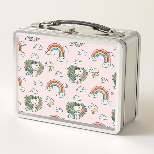 Lunch Box Snoopy & Woodstock Rainbow Heart Motif (Devant)