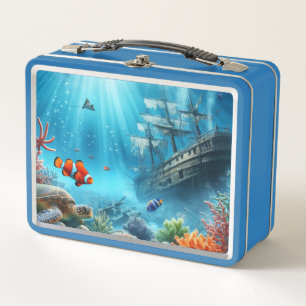 Lunch Box Sous la mer, tortue, corail, bateau, poisson clown