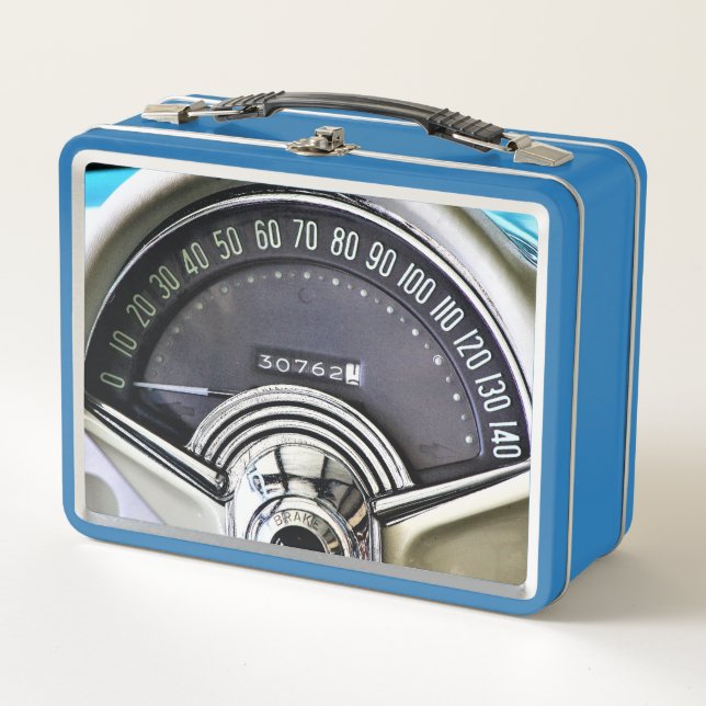 Lunch Box Speedometer de voiture de sport classique 1957 (Devant)
