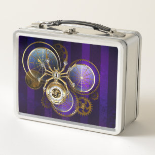 Lunch Box Spider Steampunk sur Arrière - plan pourpre