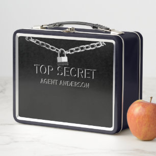 Lunch Box SPY ou AGENT Personnalisé Top Secret Enfants Noir