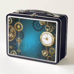 Lunch Box Steampunk Arrière - plan turquoise avec Gears
