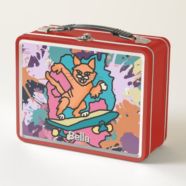 Lunch Box Street Retro Chat sur Skate | Drôle (Devant)