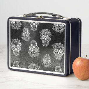 Lunch Box Style gothique rétro Crâne à sucre Noir