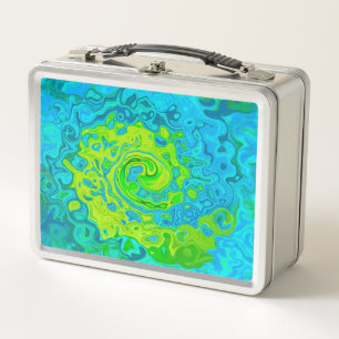 Lunch Box Super Chartreuse et Aquamarine Liquide Swirl
