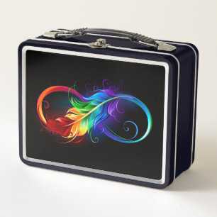 Lunch Box Symbole d'infini avec plume arc-en-ciel