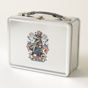 Lunch Box T-Rex patriotique conception de chemise vintage 4