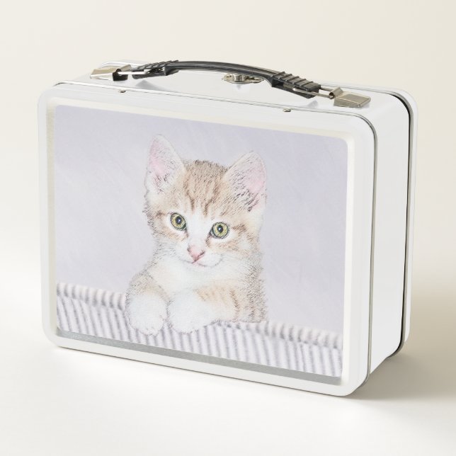 Lunch Box Tabby Orange Kitten Peinture - Art Chat original (Dos)