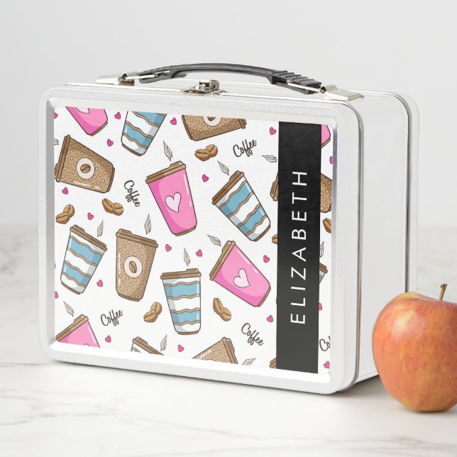 Lunch Box Tasses À Café, Haricots À Café, Coeurs, Votre Nom (En situation)