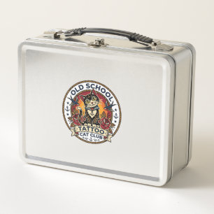 Lunch Box Tatouage École Ancienne Chat Mignon Design - École