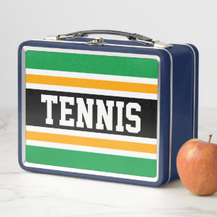 Lunch Box TENNIS vert vif noir jaune rayures de course