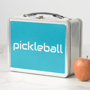 Lunch Box Texte PICKLEBALL Blanc Élégant Sur Azure Blue