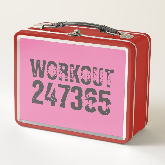 Lunch Box Texte usé et rayé Workout 247365 rose (Devant)