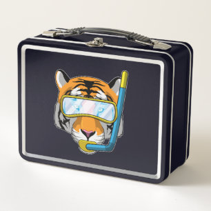 Lunch Box Tiger comme plongeur avec tuba