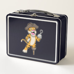 Lunch Box Tigre comme pirate avec jambe en bois et main croc