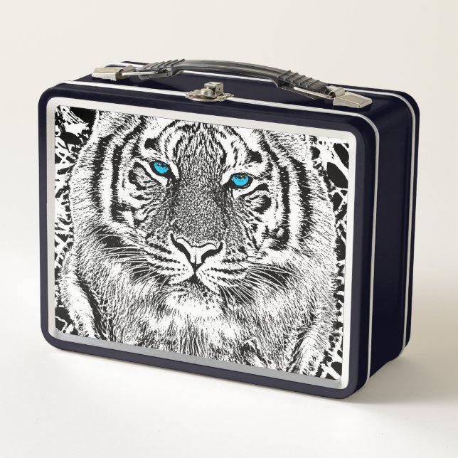 Lunch Box Tigre Gras Noir Et Bleu Des Yeux (Devant)