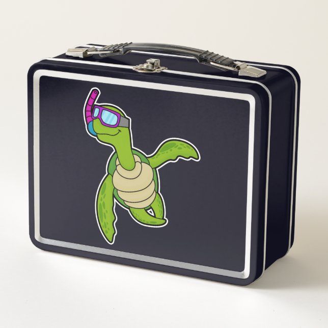 Lunch Box Tortue à la natation avec tuba (Devant)
