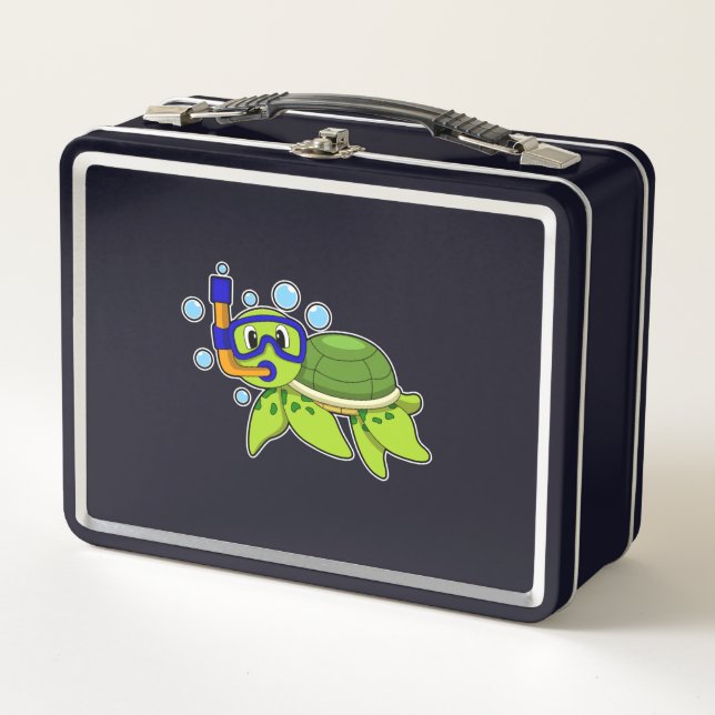Lunch Box Tortue à la plongée avec tuba (Devant)