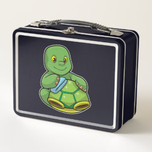 Lunch Box Tortue avec coquille et chiffon de nettoyage