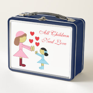 Lunch Box Tous les enfants ont besoin d'amour : Blanc & Bleu