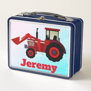Lunch Box Tracteur rouge personnalisé de ferme