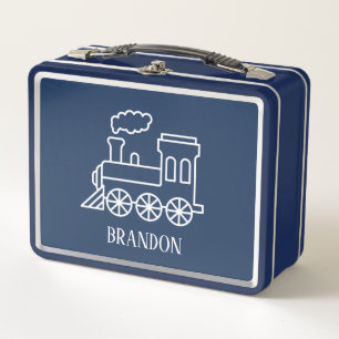 Lunch Box Train pour enfants Garçons Bleu Nom personnalisé