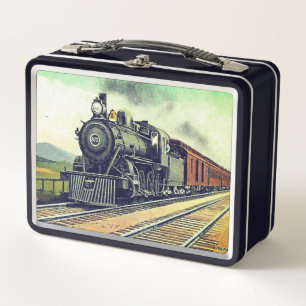 Lunch Box Train vintage à vapeur noir