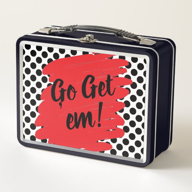 Lunch Box Trendy Motivation Red Daub and Black Dots (Devant)
