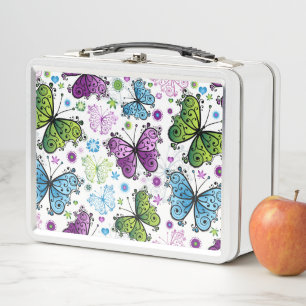 Lunch Box Trippy Hippy Butterfly Retro