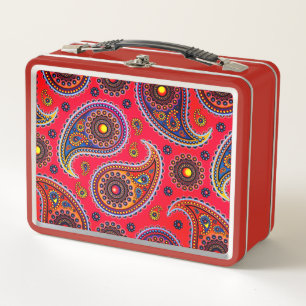 Lunch Box Trippy Hippy Retro Paisley Boîte à déjeuner en mét