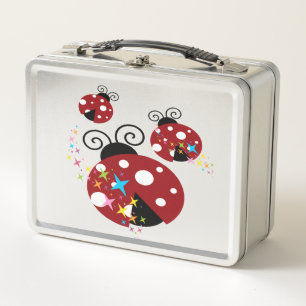 Lunch Box Trois coccinelle rouge et noire avec étoiles