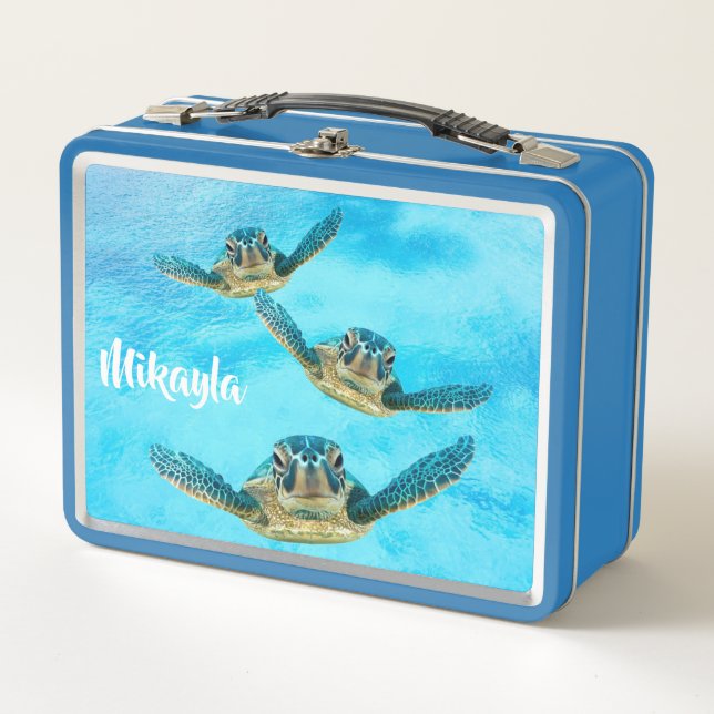 Lunch Box Trois tortues de mer de bébé nageant (Devant)