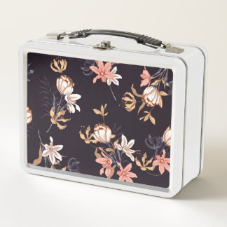 Lunch Box tulipes vintages, arrière - plan violet foncé