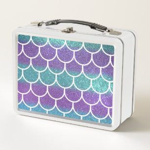 Lunch Box Turquoise Motif Parties scintillant violet Sirène