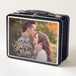 Lunch Box Typographie Moderne Minimaliste Or J'aime Photo