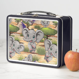 Lunch Box Un bébé éléphant qui sonne heureux dans la savane