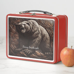 Lunch Box Un grizzli tonnerre dans un soulagement en cuir