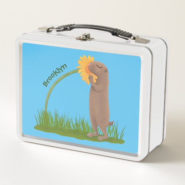 Lunch Box Un mignon chien de prairie reniflant la caricature (Devant)